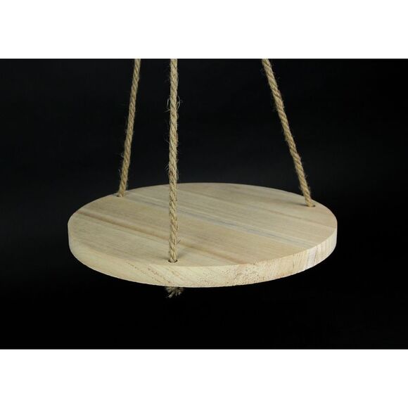 Circular Wood Hanging Decorative Display Shelf Rope Hanging Farmhouse Decor - Picture 2 of 3